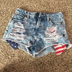 American flag jean shorts