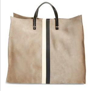 Clare V. Simple Stripe Suede Tote in Dark Grey