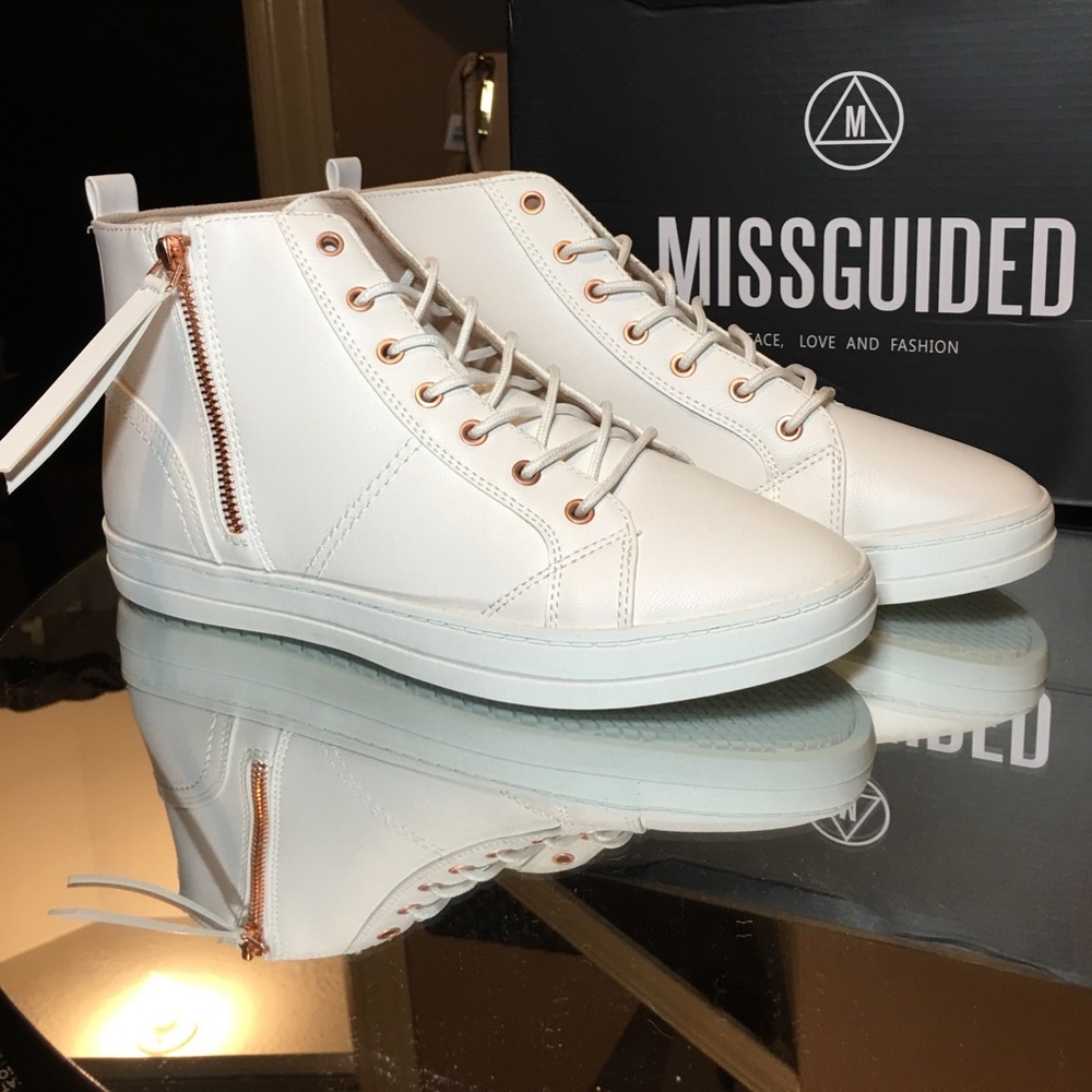 White & Rose Gold High Tops