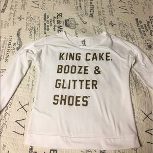 King cake booze& glittery shoes graphic sweatshirt