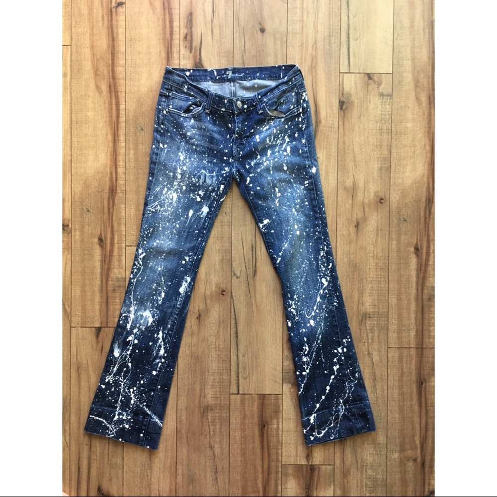 7 for all man kind splattered graffiti jeans
