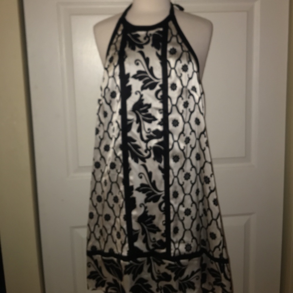 Bebe black white reversible sundress satin small