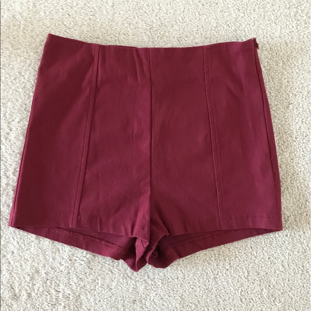 Burgundy high waisted shorts