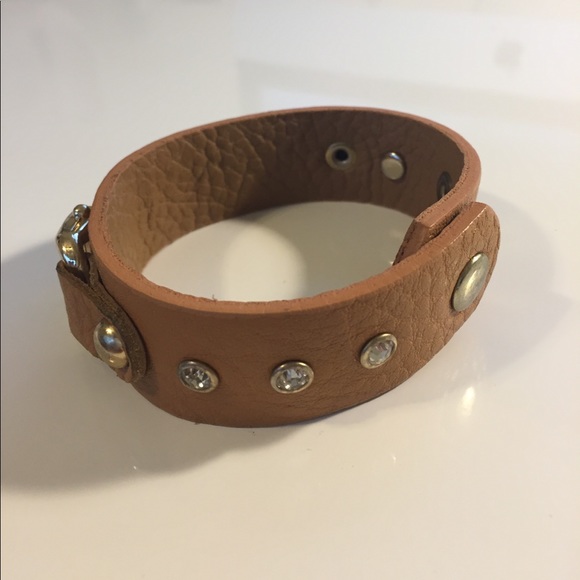 Horsebit Brown and Gold Cuff Bracelet - Picture 2 of 6
