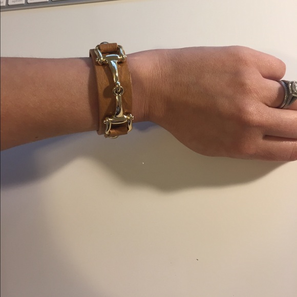 Horsebit Brown and Gold Cuff Bracelet - Picture 4 of 6