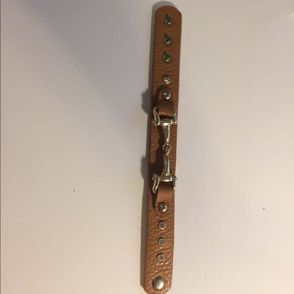 Horsebit Brown and Gold Cuff Bracelet - Picture 5 of 6