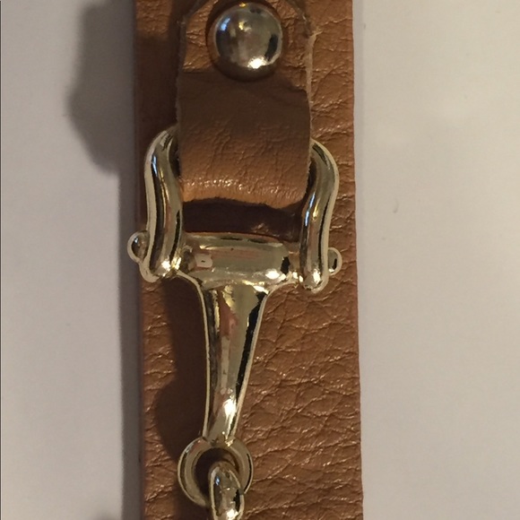 Horsebit Brown and Gold Cuff Bracelet - Picture 6 of 6