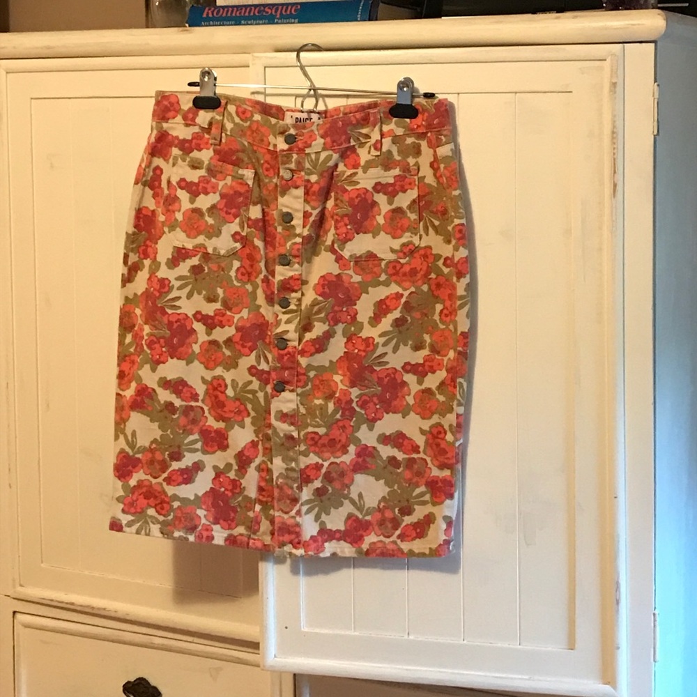 Paige floral printed denim button up skirt