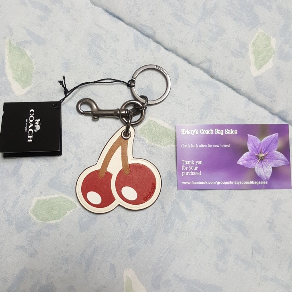 NWT Coach PacMan cherries bag charm fob keychain