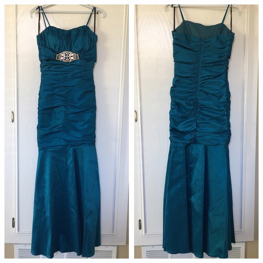 Blue Mermaid Dress with Gems