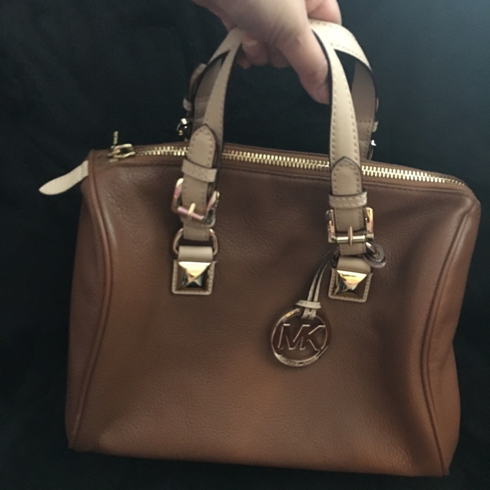 Michael Kors Grayson Leather Brown Satchel Handbag