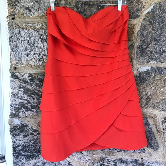 Ark & Co Dresses & Skirts - Red Orange Strapless Layered Mini Dress