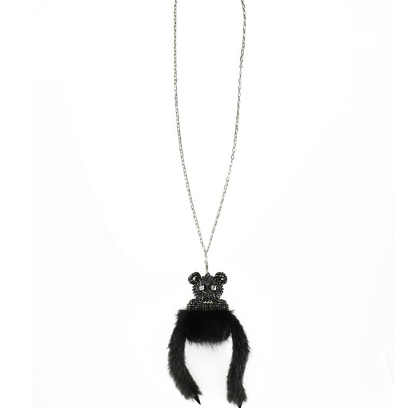 Mink fur & Swarovski crystal necklace/USB key - Picture 1 of 2