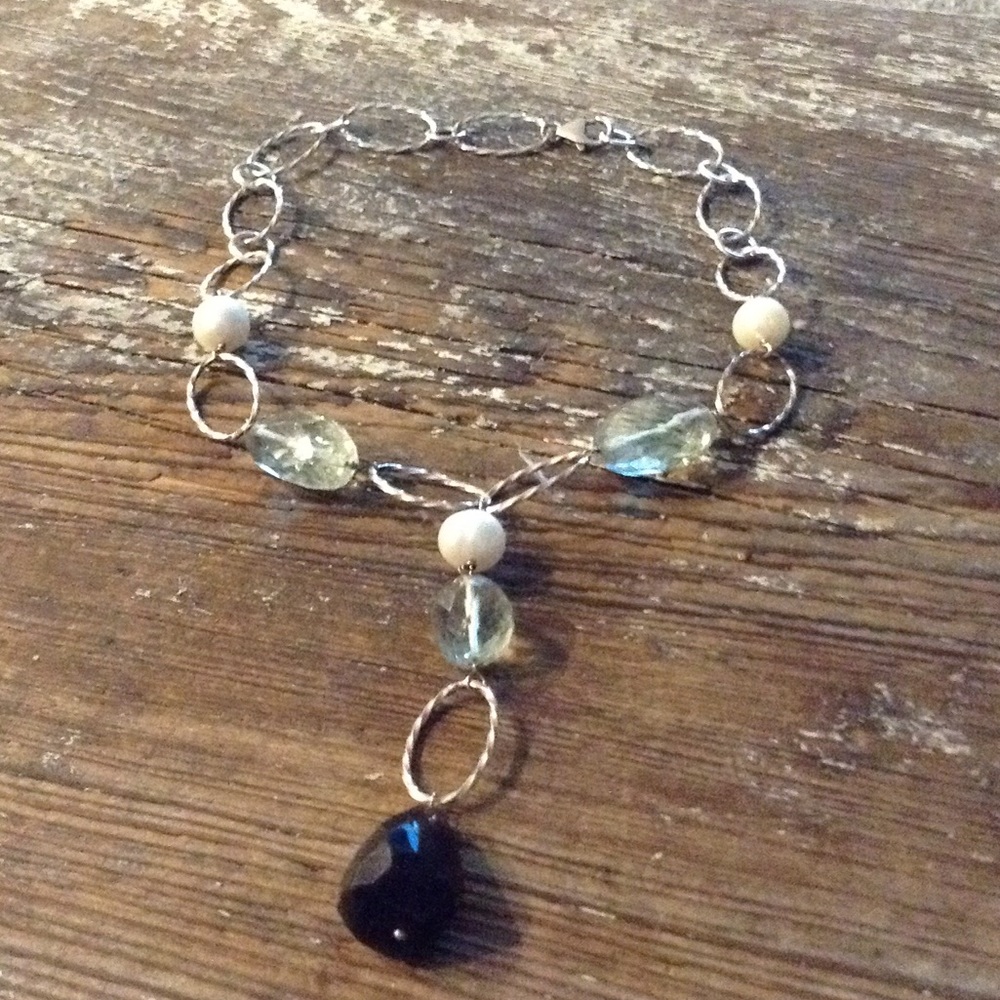 Sterling silver 925 semi precious  Y necklace.