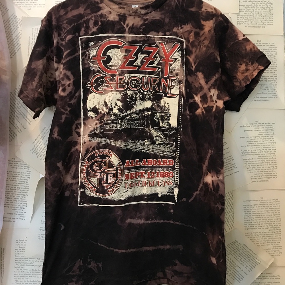 Ozzy Osborne crazy train acid washed tee