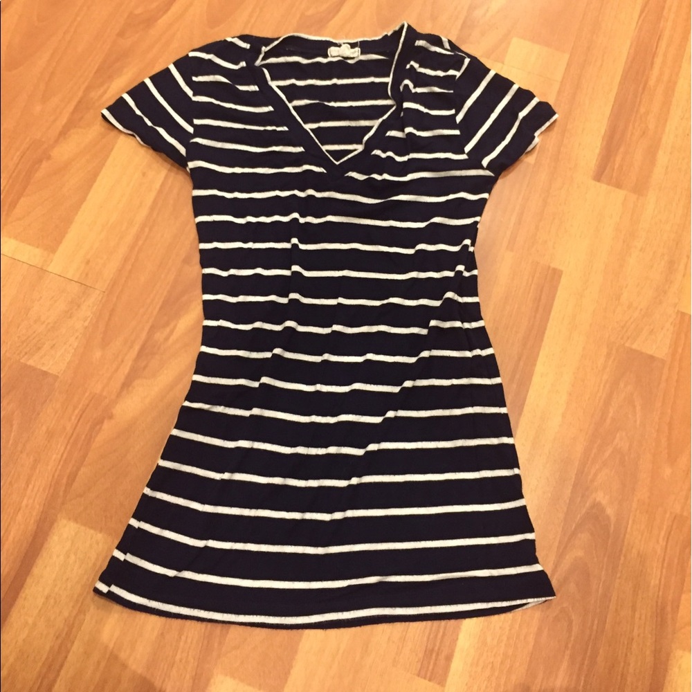 Navy and white striped tee.