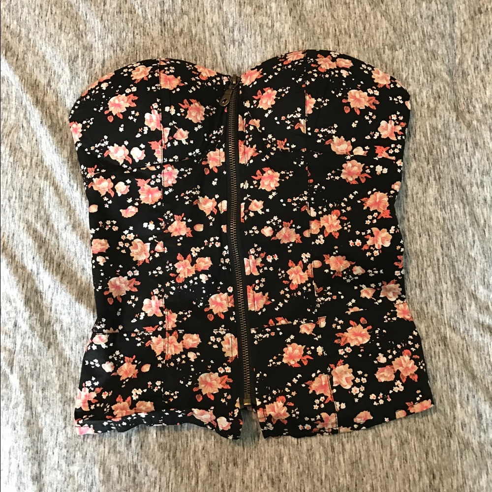 Full Tilt Floral Zip-Up Top