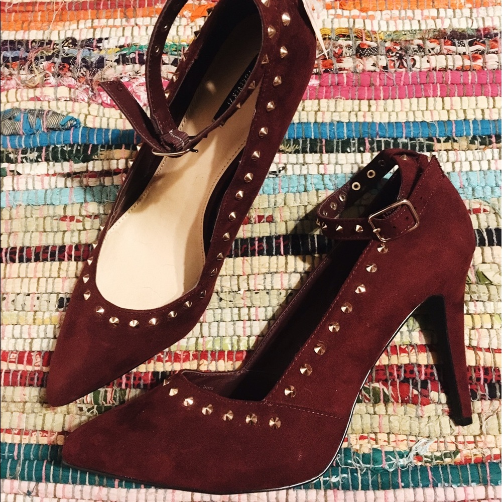 Burgundy Gold Stud Stilettos