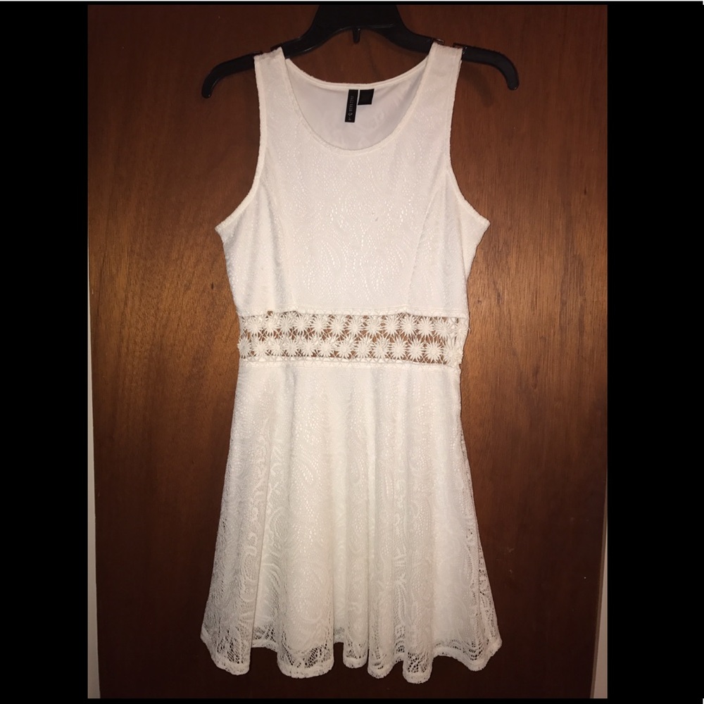 White Lace Cut Out Dress. Size L