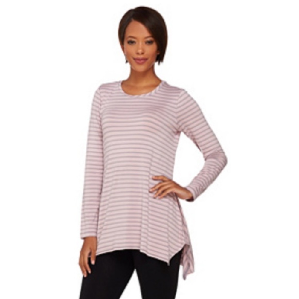 LOGO striped knit top with side slits