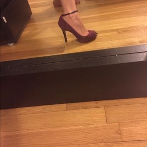 Bcbg girl suede purple open toe pumps