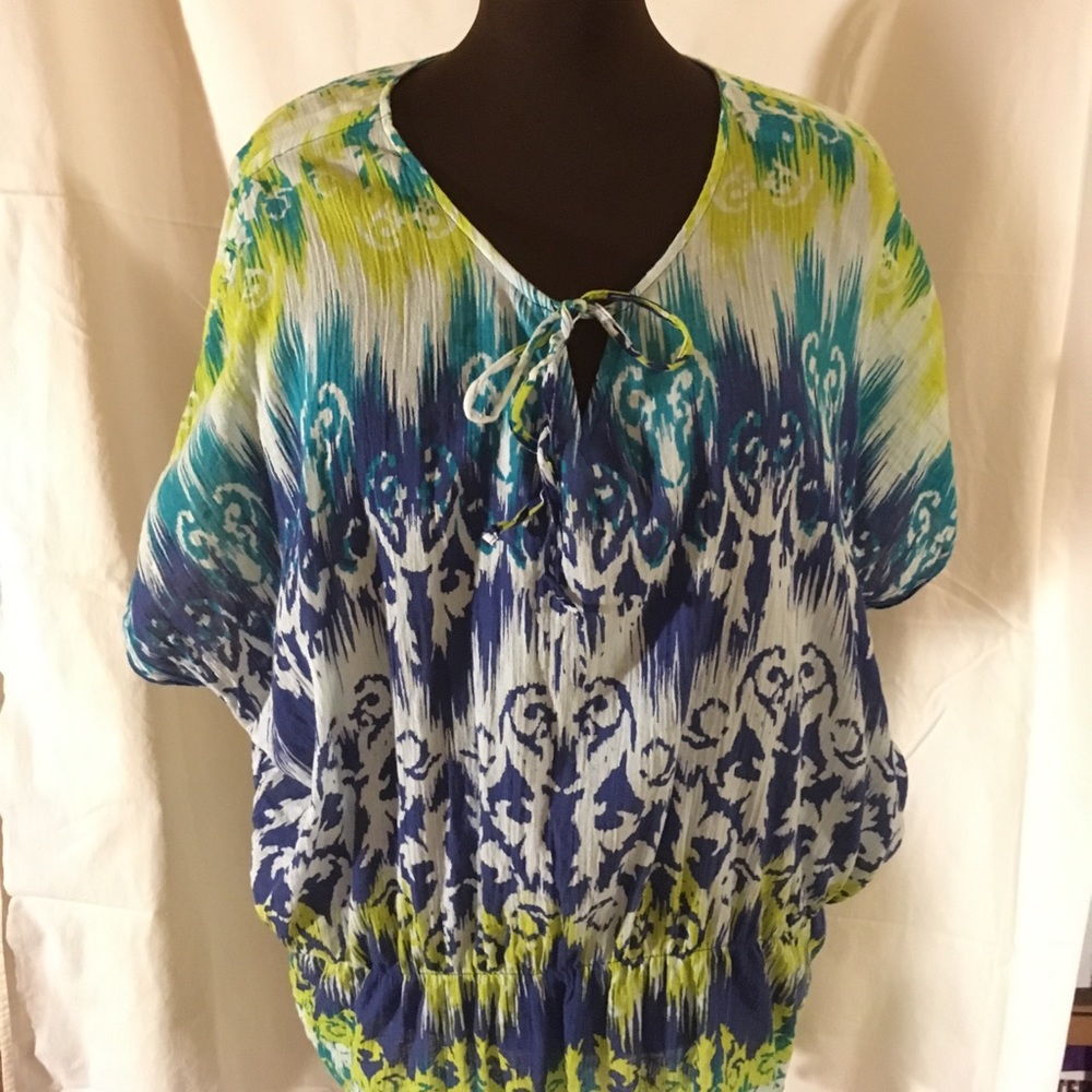 Avenue gauzy top with drawstring waist