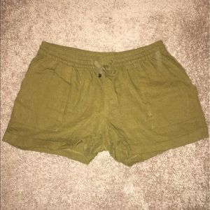 Green linen shorts