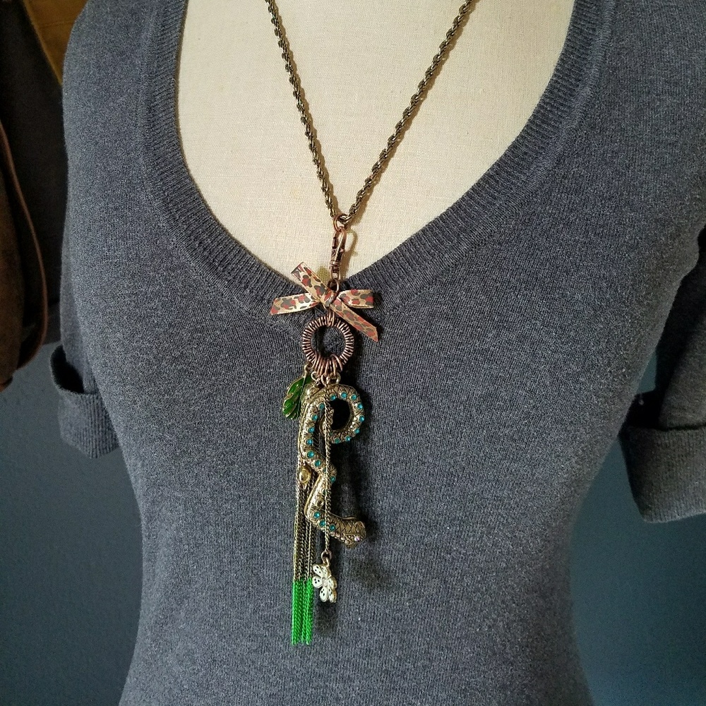 Betsey Johnson tropical snake necklace with charms