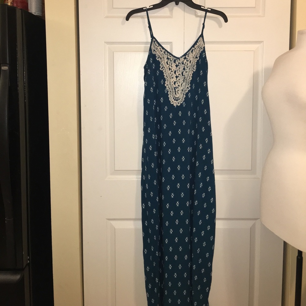 XHILARATION XS Long maxi sundress teal
