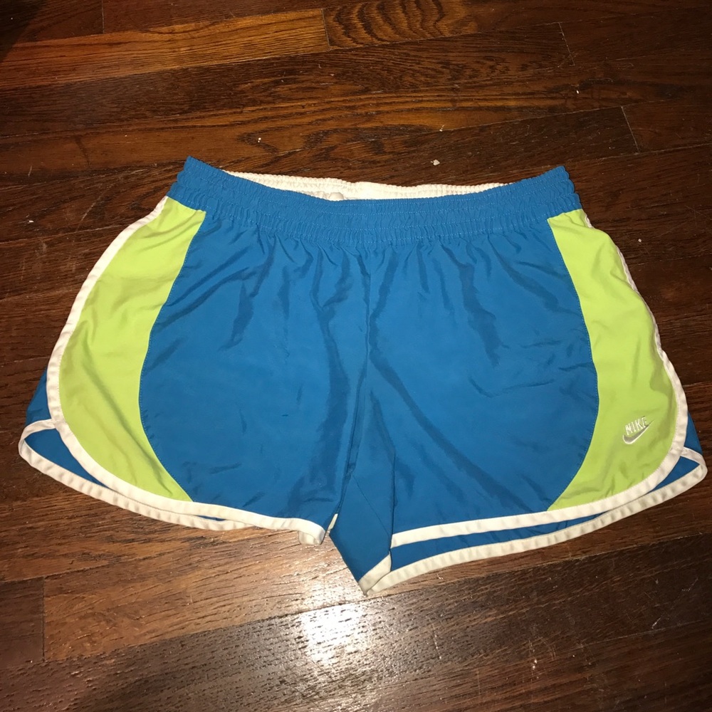 Blue and green Nike shorts