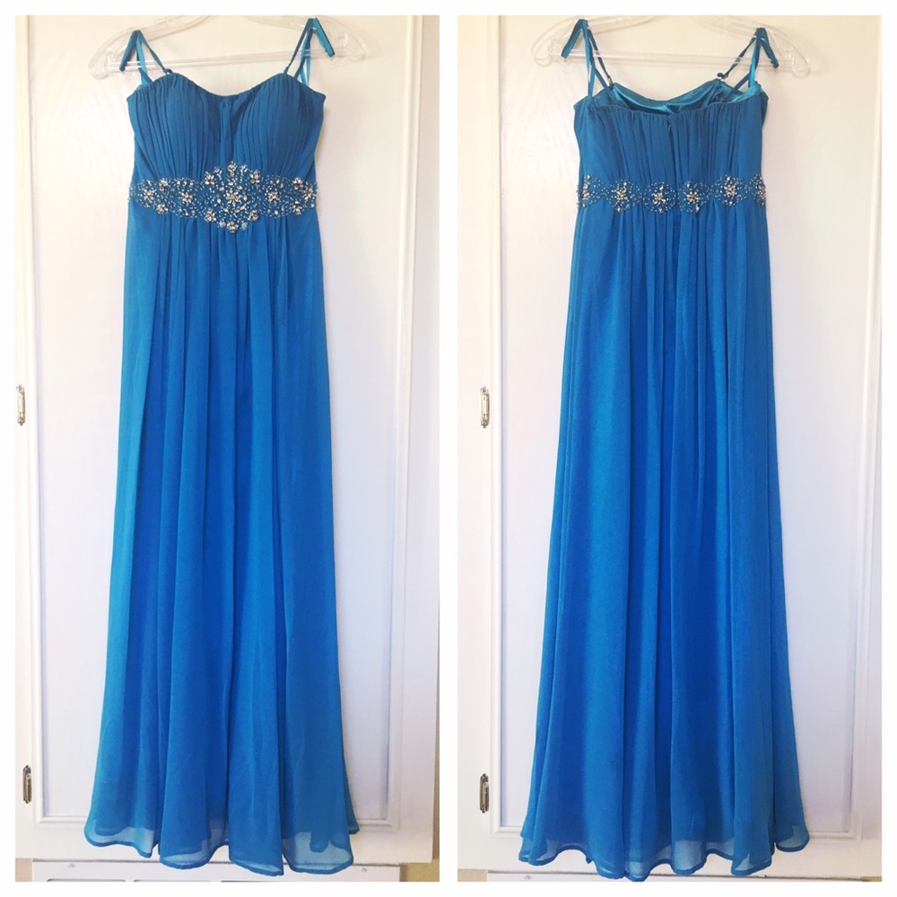 Blue Maxi Dress with a Shawl