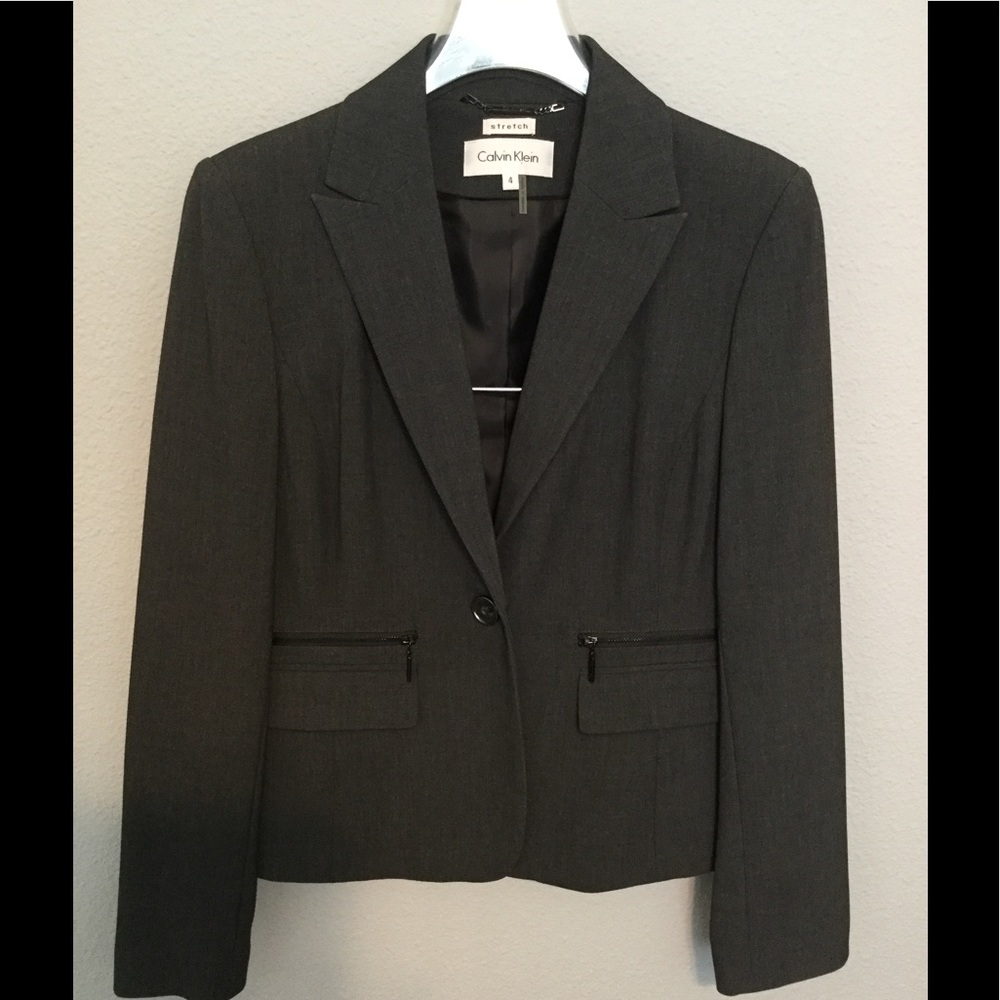 Like-new charcoal Calvin Klein suit
