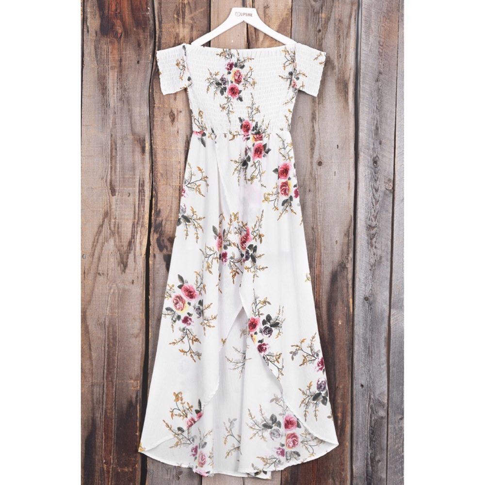 Flowy Strapless Floral Dress