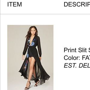 Print slit shorts gown