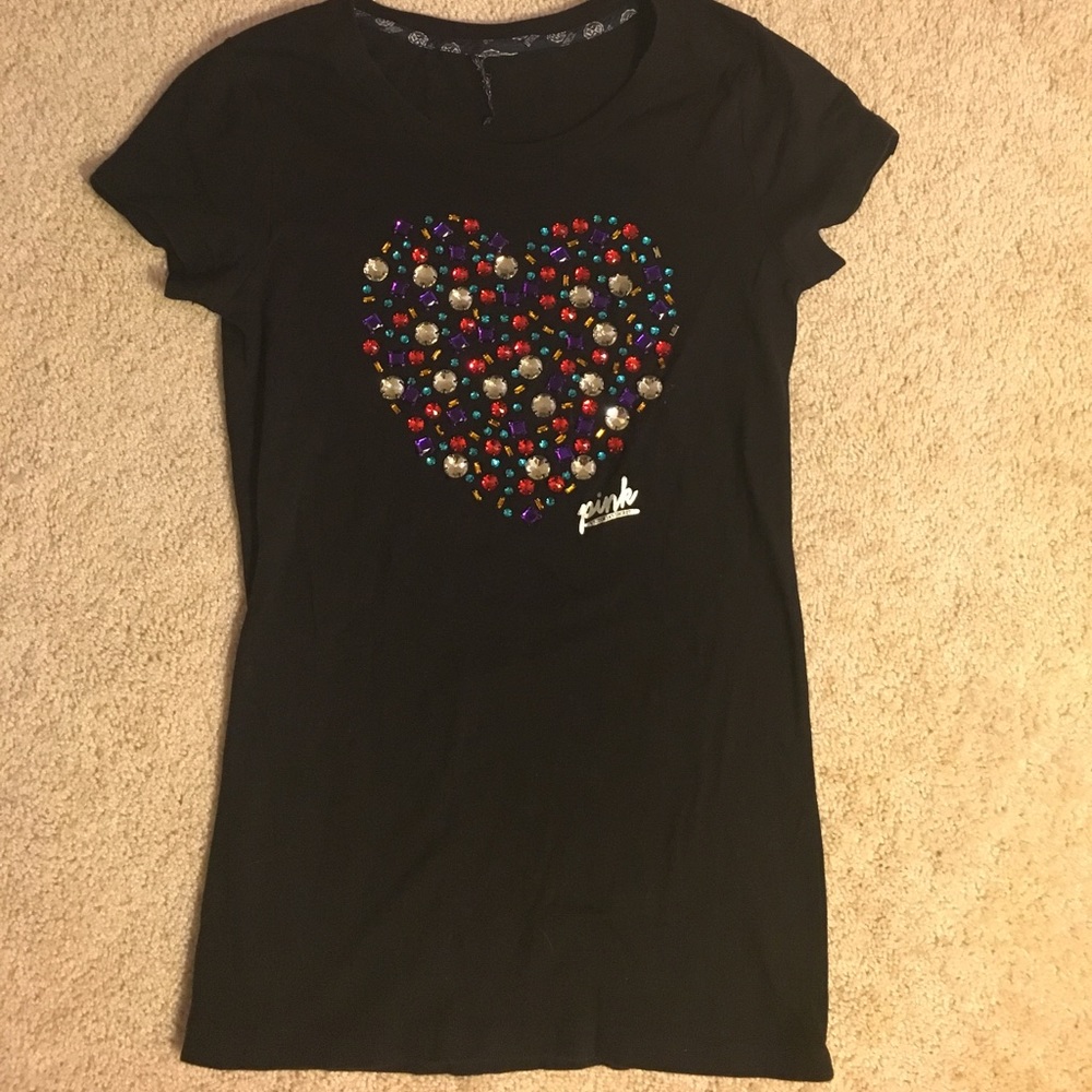 PINK t shirt with sewn on glam