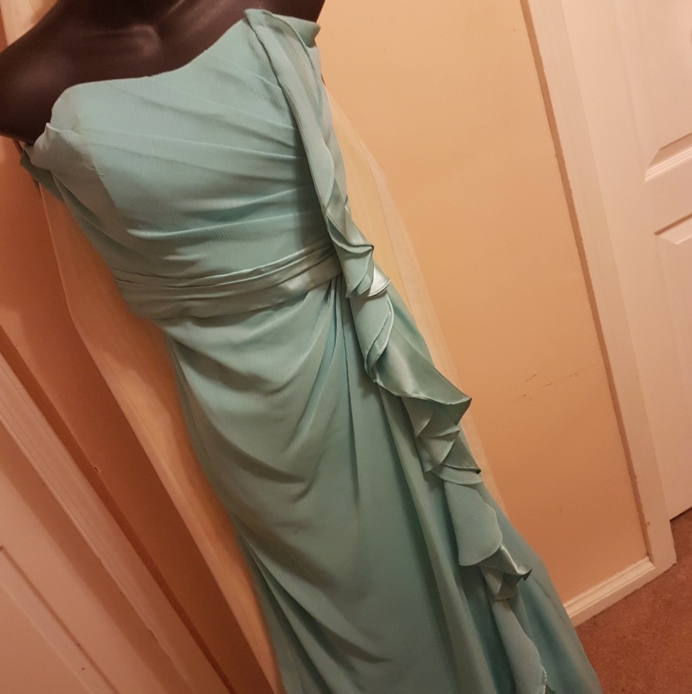 Tiffany blue formal strapless gown