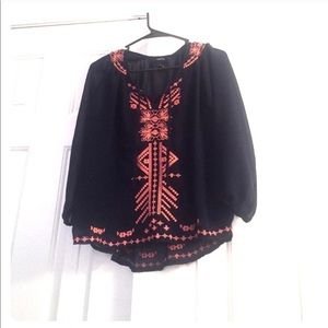 Navy and peach Aztec shirt