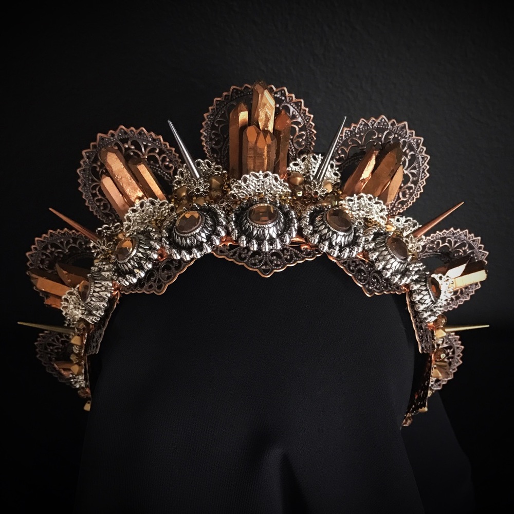 Bronze & silver festival crown tiara halo w spikes