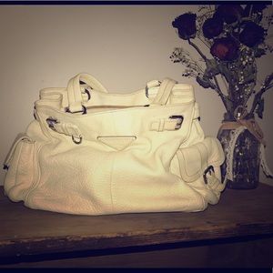 Prada white leather handbag