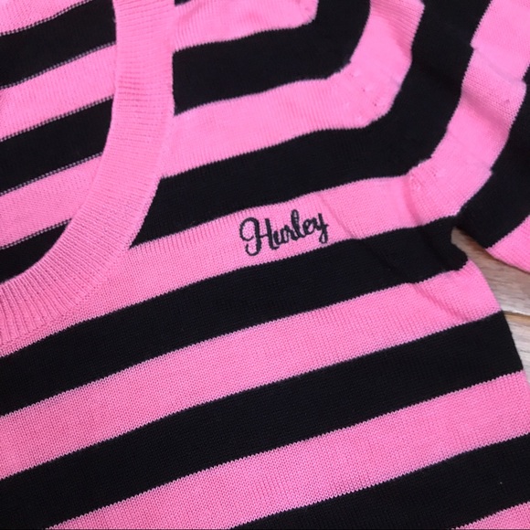 Hurley Pink & Black Striped Sweater - Medium - Picture 2 of 4