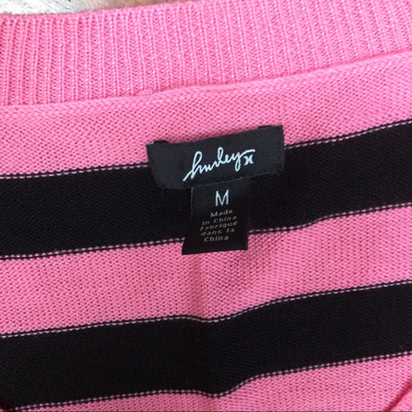 Hurley Pink & Black Striped Sweater - Medium - Picture 3 of 4