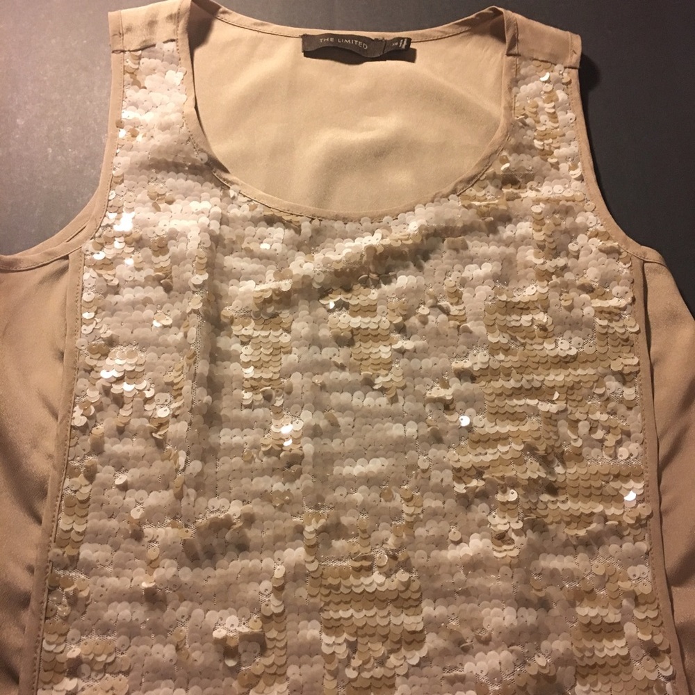 The Limited tan sequined tank top