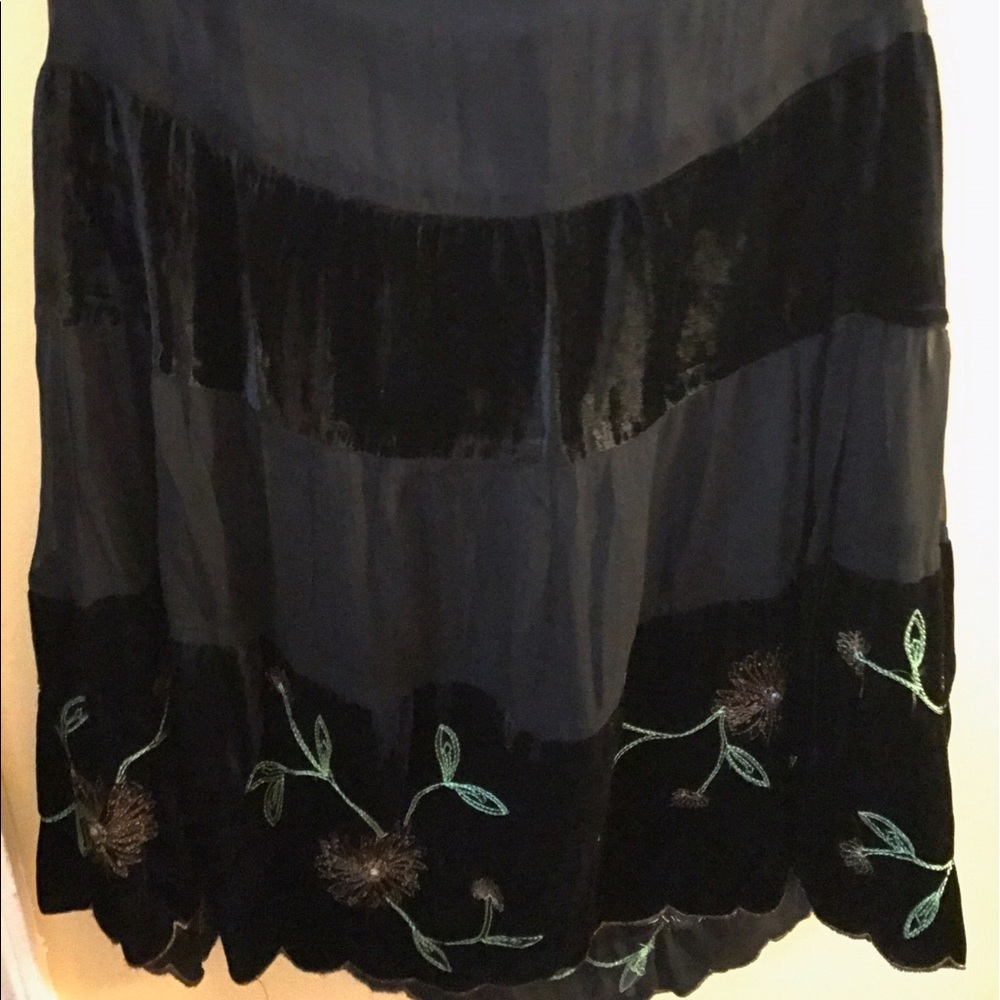 Annecaraon black suede skirt with detailed floral