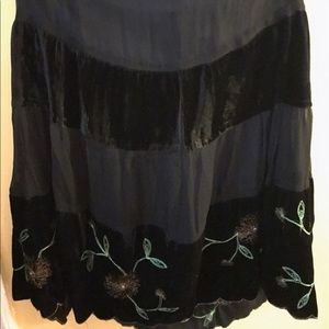 Annecaraon black suede skirt with detailed floral