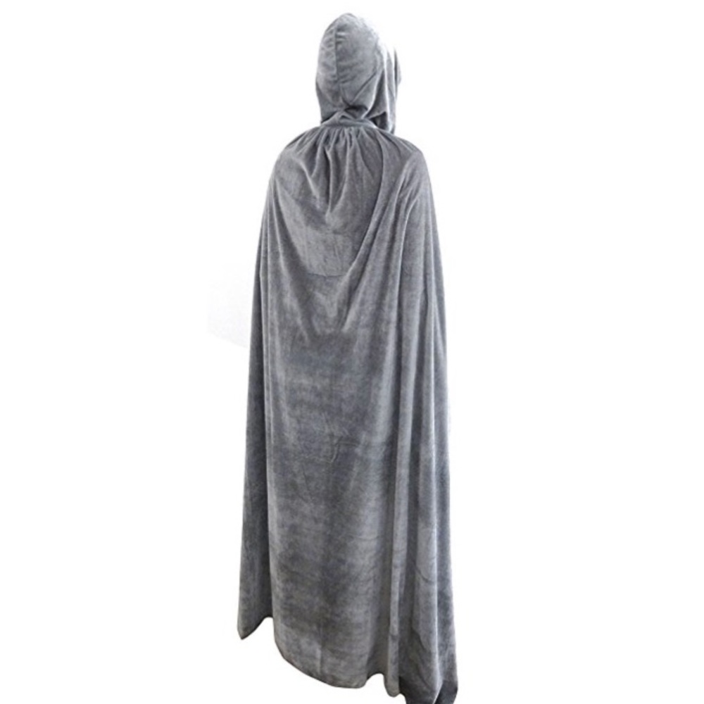 Grey Velvet Hooded Cape