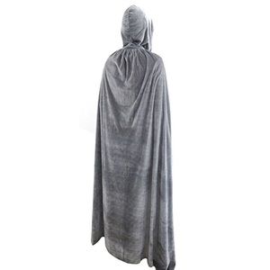 Grey Velvet Hooded Cape
