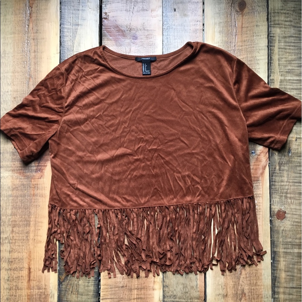 Suede Crop Top W/ Fringe