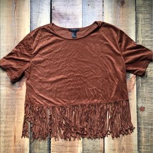 Suede Crop Top W/ Fringe