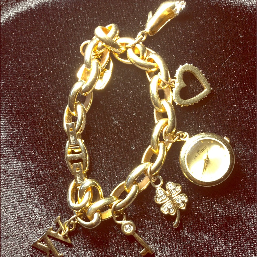 Anne Klein gold charm watch