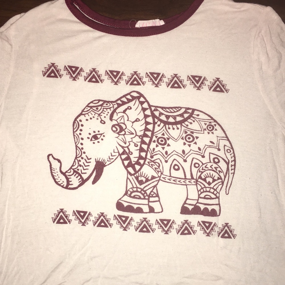 White and red crop top with an elephant